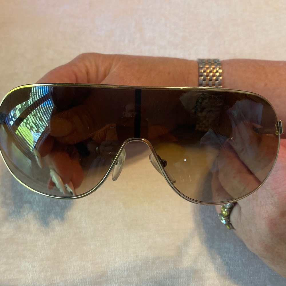 Prada Gold and Blackish Brown Aviator Sunglasses - Picture 9 of 15